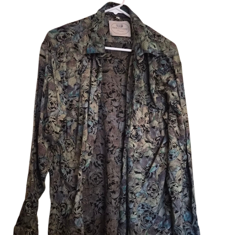 PRONTO UOMO PAISLEY LONG SLEEVE BUTTON UP MADE IN ITALY SHIRT MEN Size L